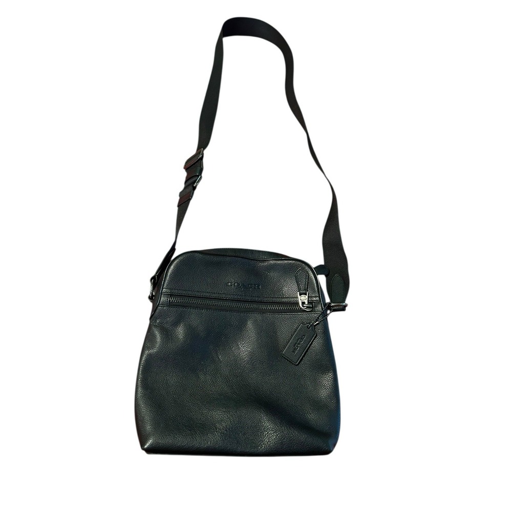 Coach Black Leather Man's or Woman Crossbody Flight Bag‎ Satchel F68014